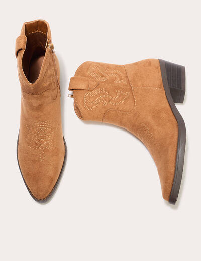 Bottines western suédine camel femme