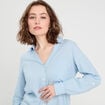 Chemise manches longues contenant du lin bleu pastel femme