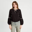Blouse manches longues noir femme