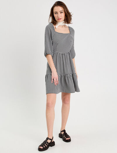Robe évasée manches 3/4 blanc femme