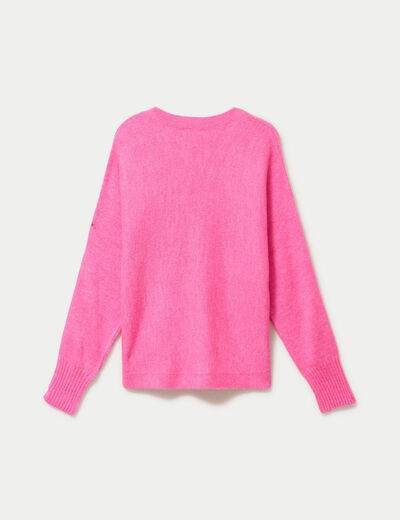 Gilet ajust&eacute; col v manches longues rose femme