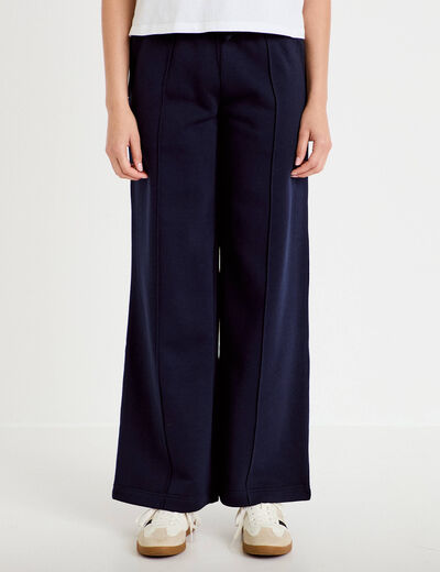 Pantalon large style jogging bleu marine femme