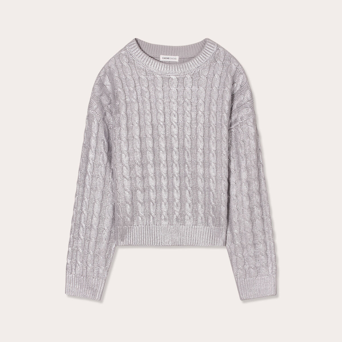 Pull manches longues gris argent femme