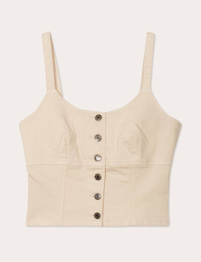 Bustier boutonné en jean sable femme