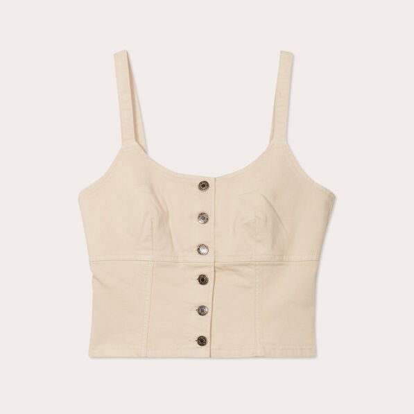 bustier boutonne en jean sable femme Bustier boutonné en jean sable femme