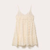 Robe courte évasée col v à bretelles ecru femme