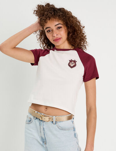 T-shirt manches courtes ecru femme