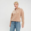 Sweat effet polaire beige femme