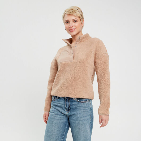 Sweat effet polaire beige femme