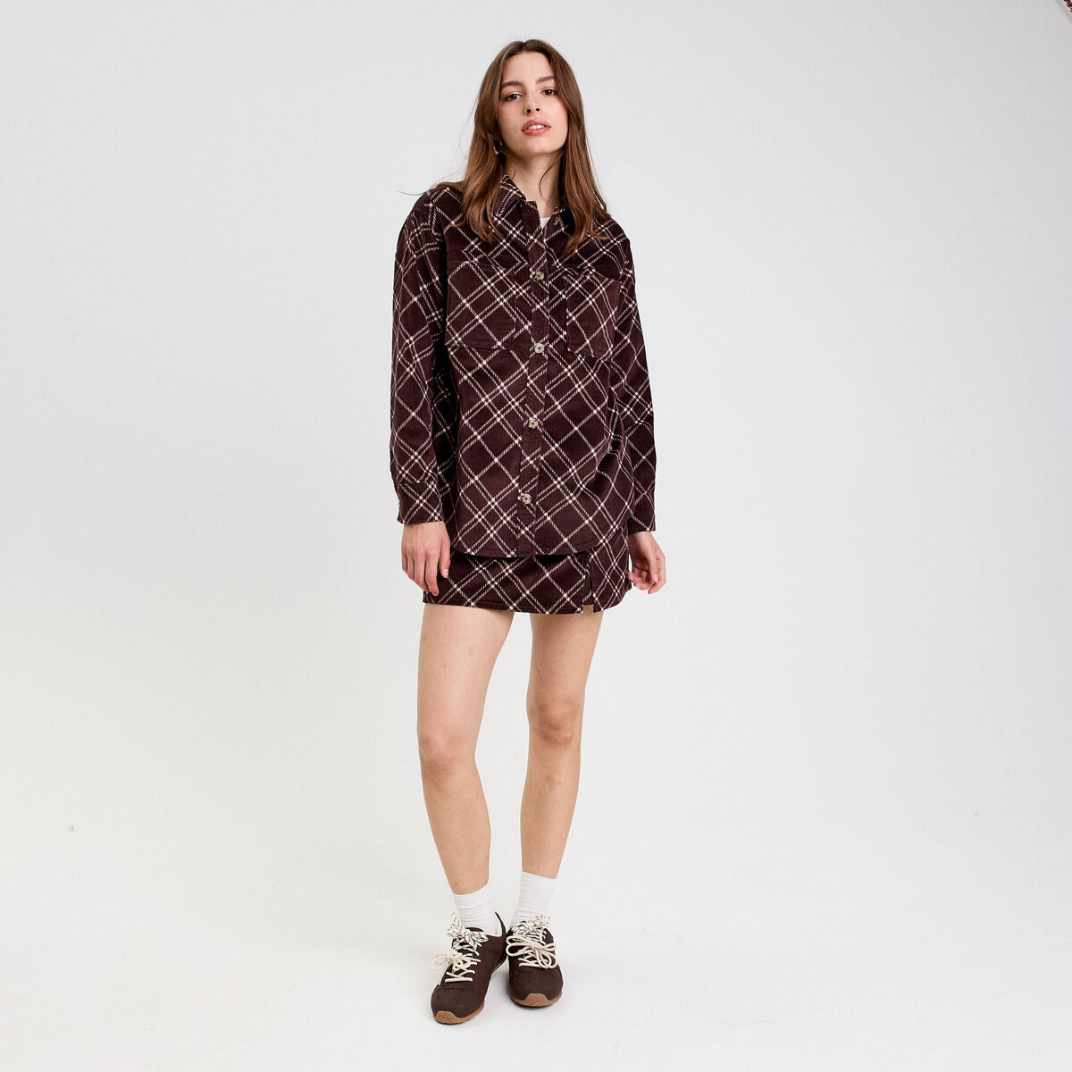 Chemise oversize en velours marron chocolat femme