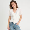 Blouse dentelle et volants blanc femme