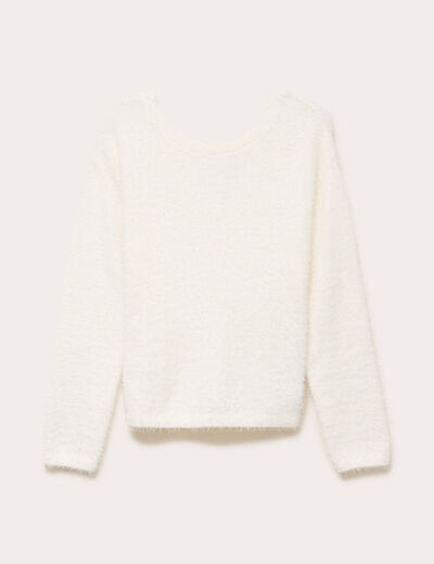 Pull dos nou&eacute; ecru femme