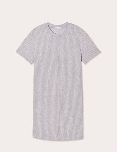 Robe droite manches courtes gris clair femme