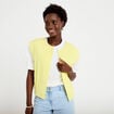 Gilet barman ample cropped pliss&eacute; jaune citron femme