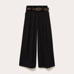 Pantalon large avec ceinture noir femme
