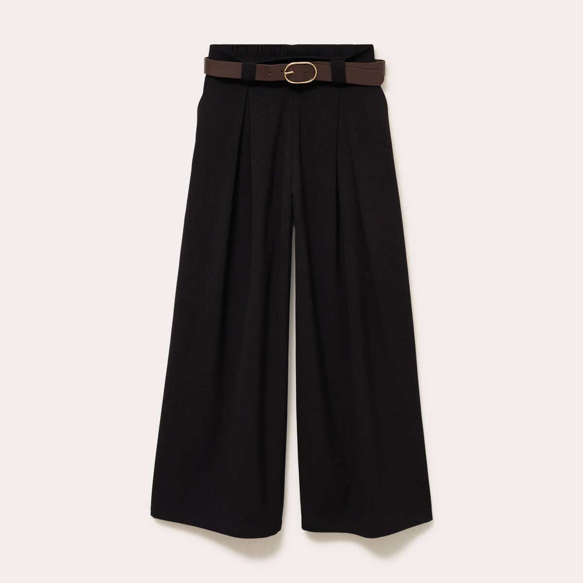 Pantalon large avec ceinture noir femme
