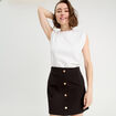 Jupe droite stretch boutons noir femme