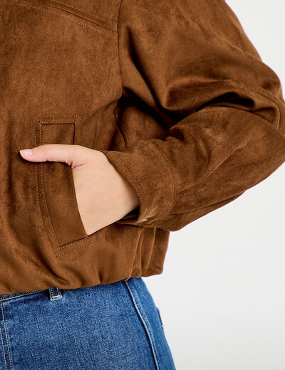 Veste effet boule oversize cropped marron femme