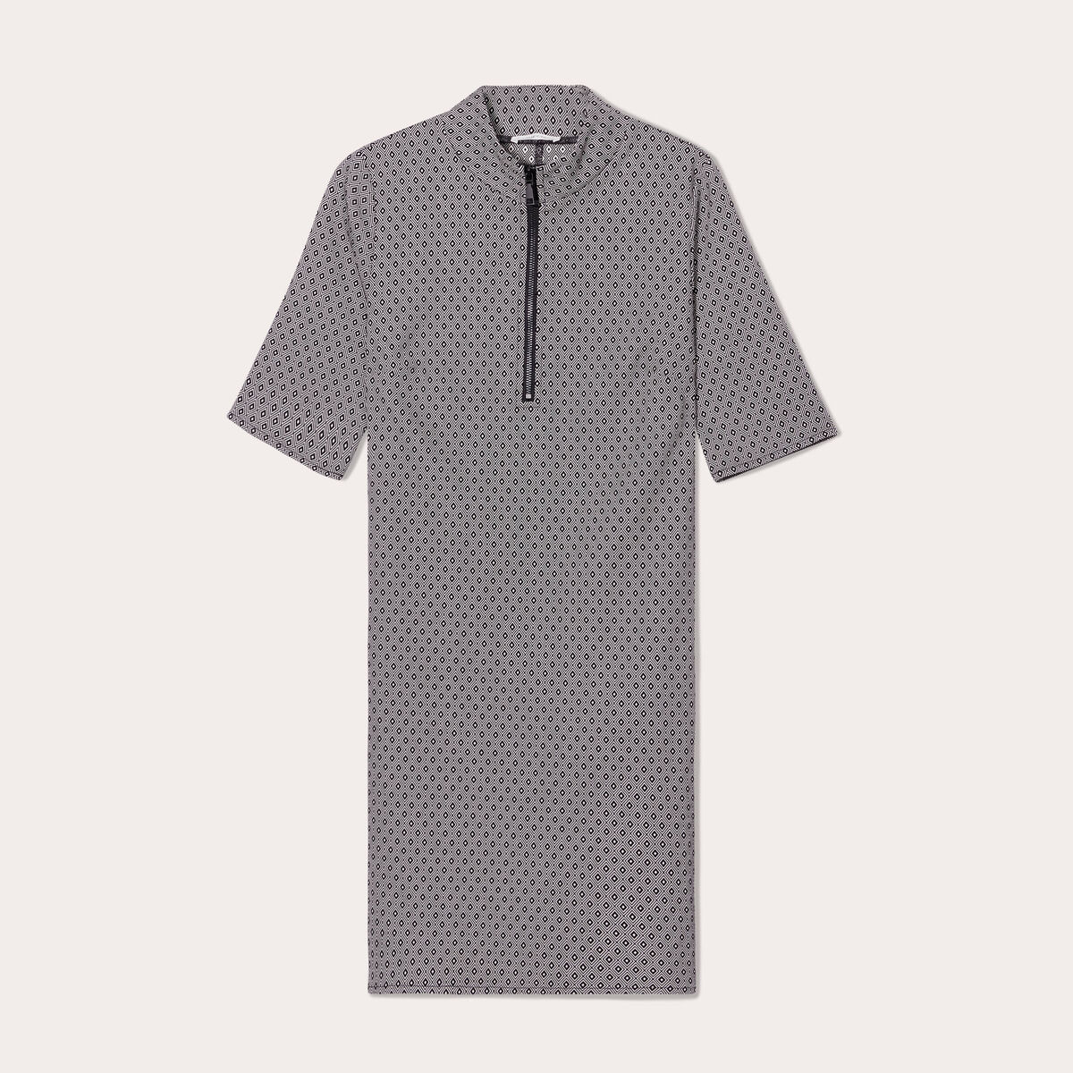 Robe droite col montant zippé noir femme