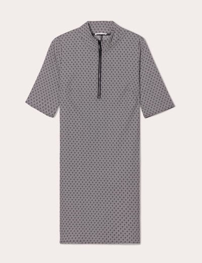 Robe droite col montant zippé noir femme