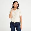 Gilet manches courtes ecru femme