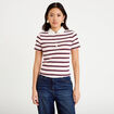 T-shirt c&ocirc;tel&eacute; col polo rouge femme