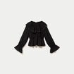 Blouse col claudine bas resserr&eacute; noir femme