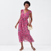 Robe longue évasée ceinturée violet femme