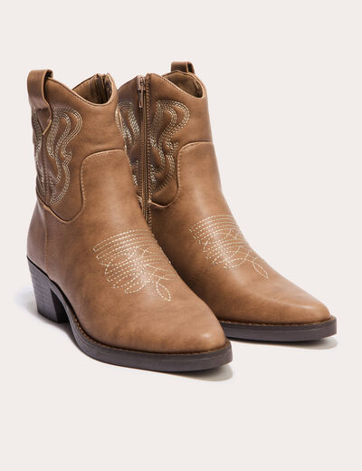 Bottines western marron clair femme
