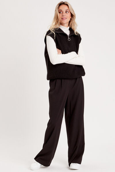 Pull col camionneur zippé noir femme