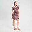 Robe évasée boutonnée marron cognac femme
