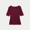 T-shirt ajust&eacute; manches courtes bordeaux femme