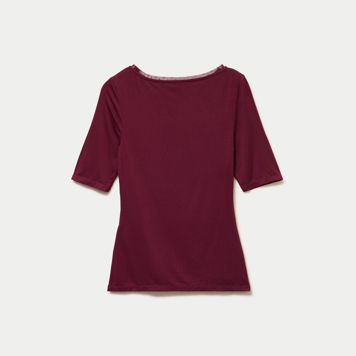 T-shirt ajust&eacute; manches courtes bordeaux femme