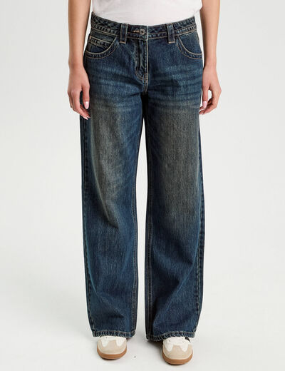 Jeans droit taille basse denim dirty femme