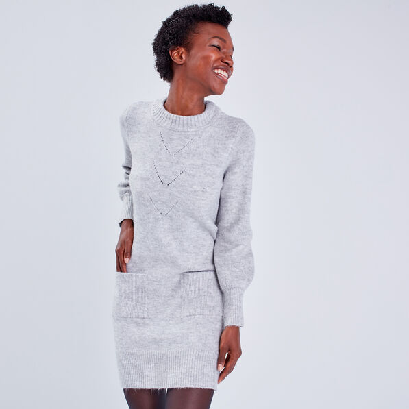 Robe pull droite gris clair femme