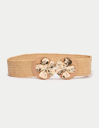 Ceinture large chin&eacute;e ecru femme