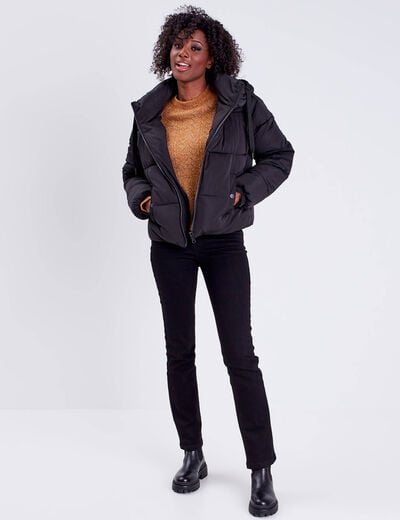 Doudoune droite zippée noir femme