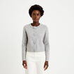 Gilet manches longues col rond gris clair femme