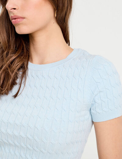T-shirt manches courtes bleu pastel femme