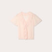 Top dentelle et volants rose clair femme