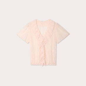top dentelle et volants rose clair femme Top dentelle et volants rose clair femme