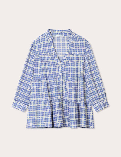 Blouse manches 3/4 bleu foncé femme