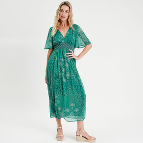 robe longue evasee vert femme Robe longue évasée vert femme