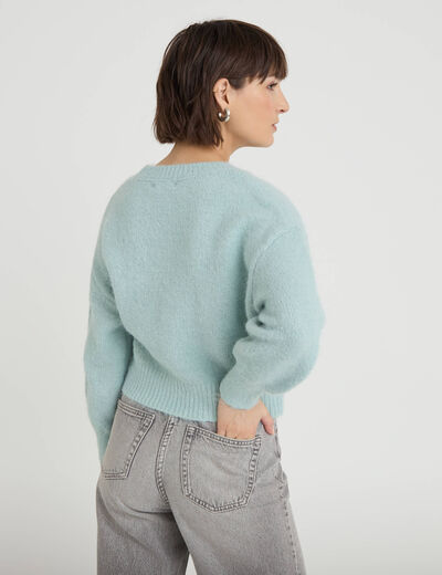 Pull manches longues vert clair femme