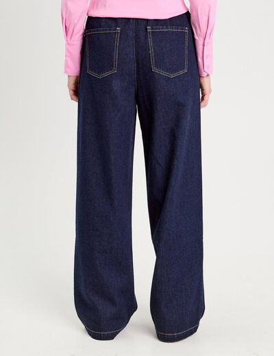 Jeans large avec cordon denim brut femme