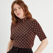 T-shirt col montant bordeaux femme