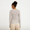T-shirt ajust&eacute; col rond manches longues ivoire femme