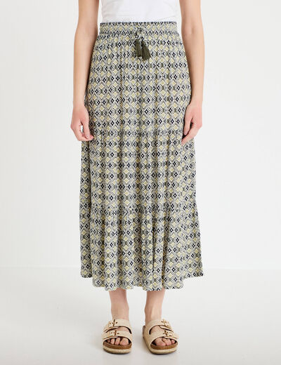 Jupon long &eacute;vas&eacute; vert femme