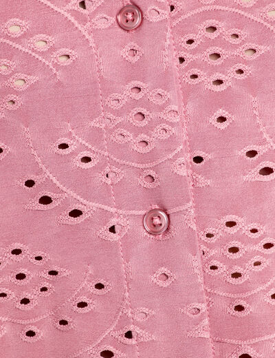 Blouse broderie anglaise vieux rose femme