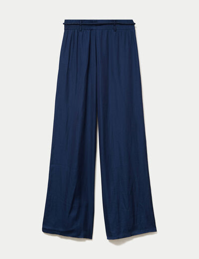 Pantalon large taille standard bleu marine femme